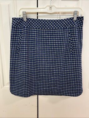 Talbots Blue and White Mini Plaid Skirt